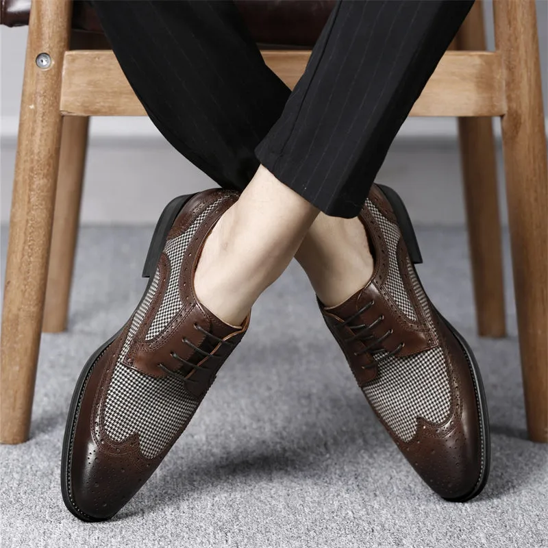Retro Front Lace-up Breathable Handsome Formal Shoes for Men