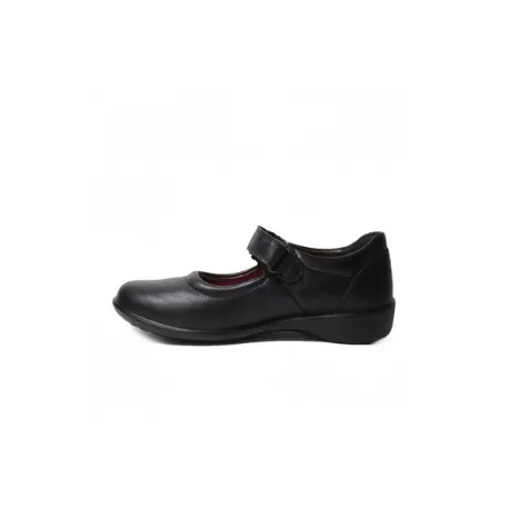 Ricosta Beth - Black Leather RipTape Mary Jane School Shoe