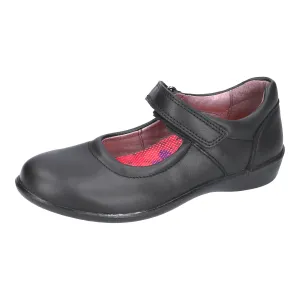 Ricosta Beth - Black Leather RipTape Mary Jane School Shoe