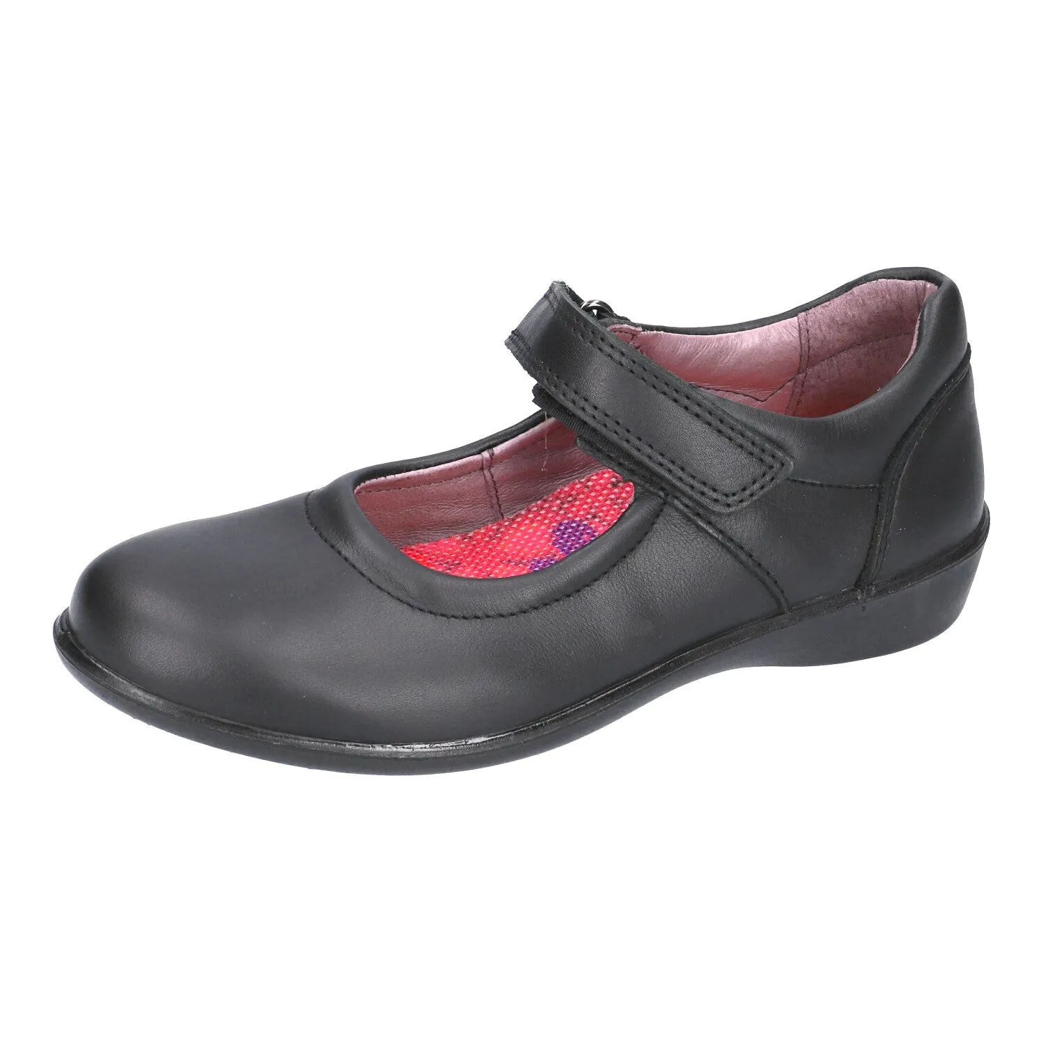 Ricosta Beth - Black Leather RipTape Mary Jane School Shoe