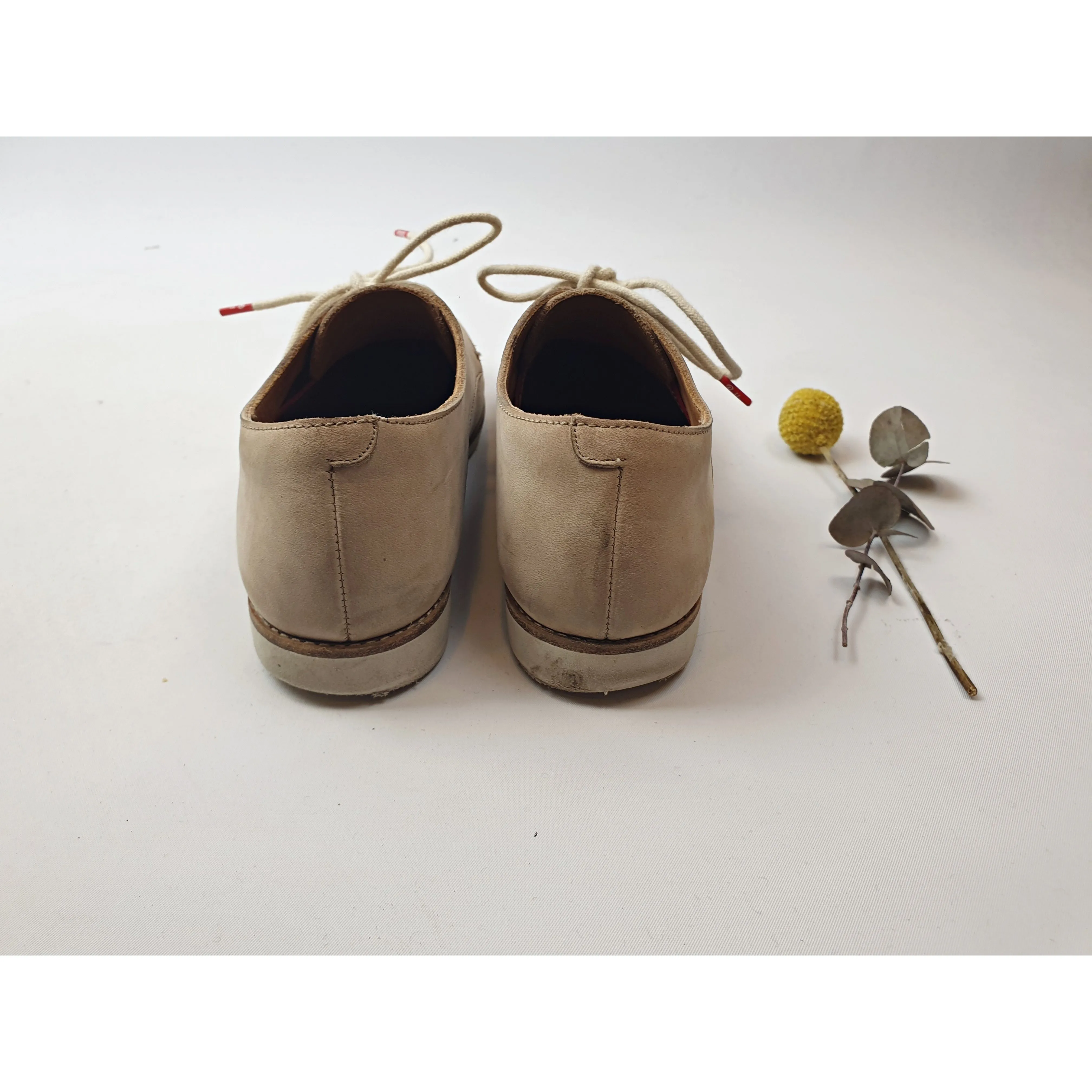Rollie light tan neubuck leather laceup shoes size 36