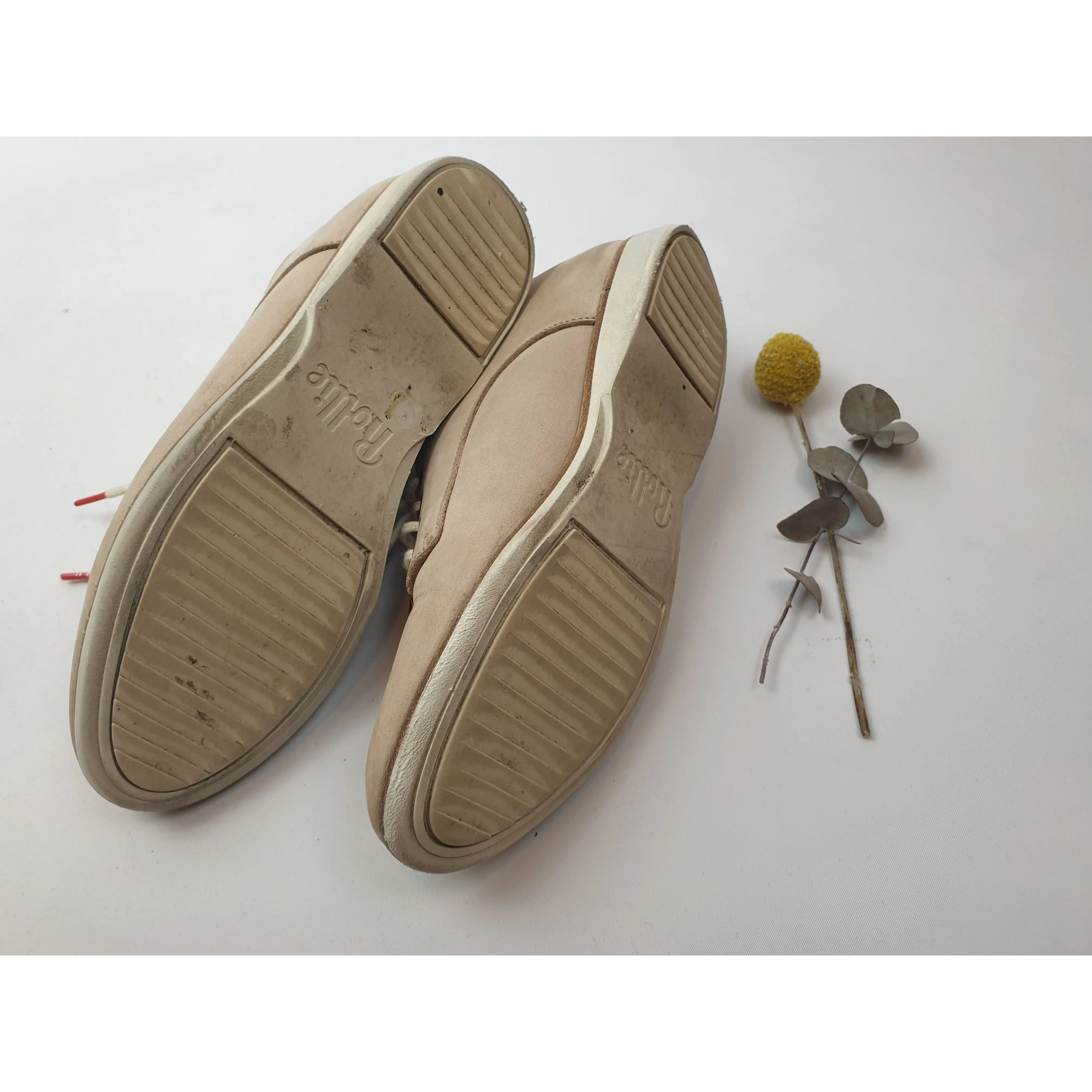 Rollie light tan neubuck leather laceup shoes size 36