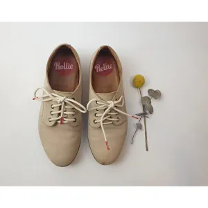 Rollie light tan neubuck leather laceup shoes size 36