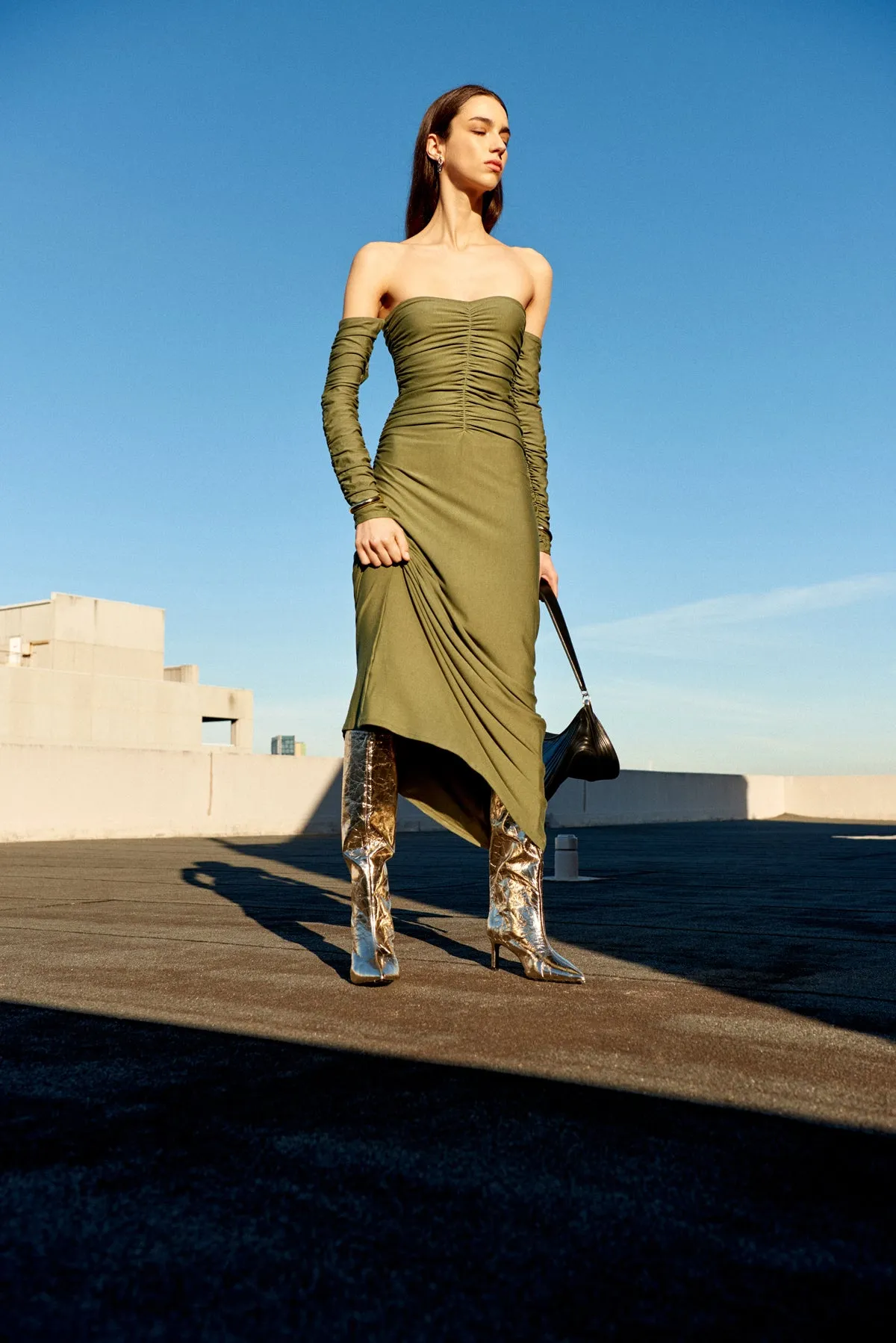Ruched Long Sleeve Maxi