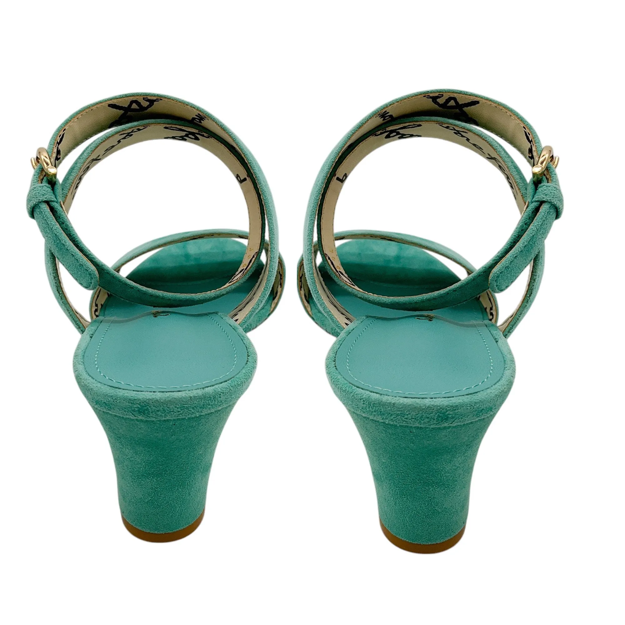 Salvatore Ferragamo Aqua Sheena Suede Calfskin Sandals