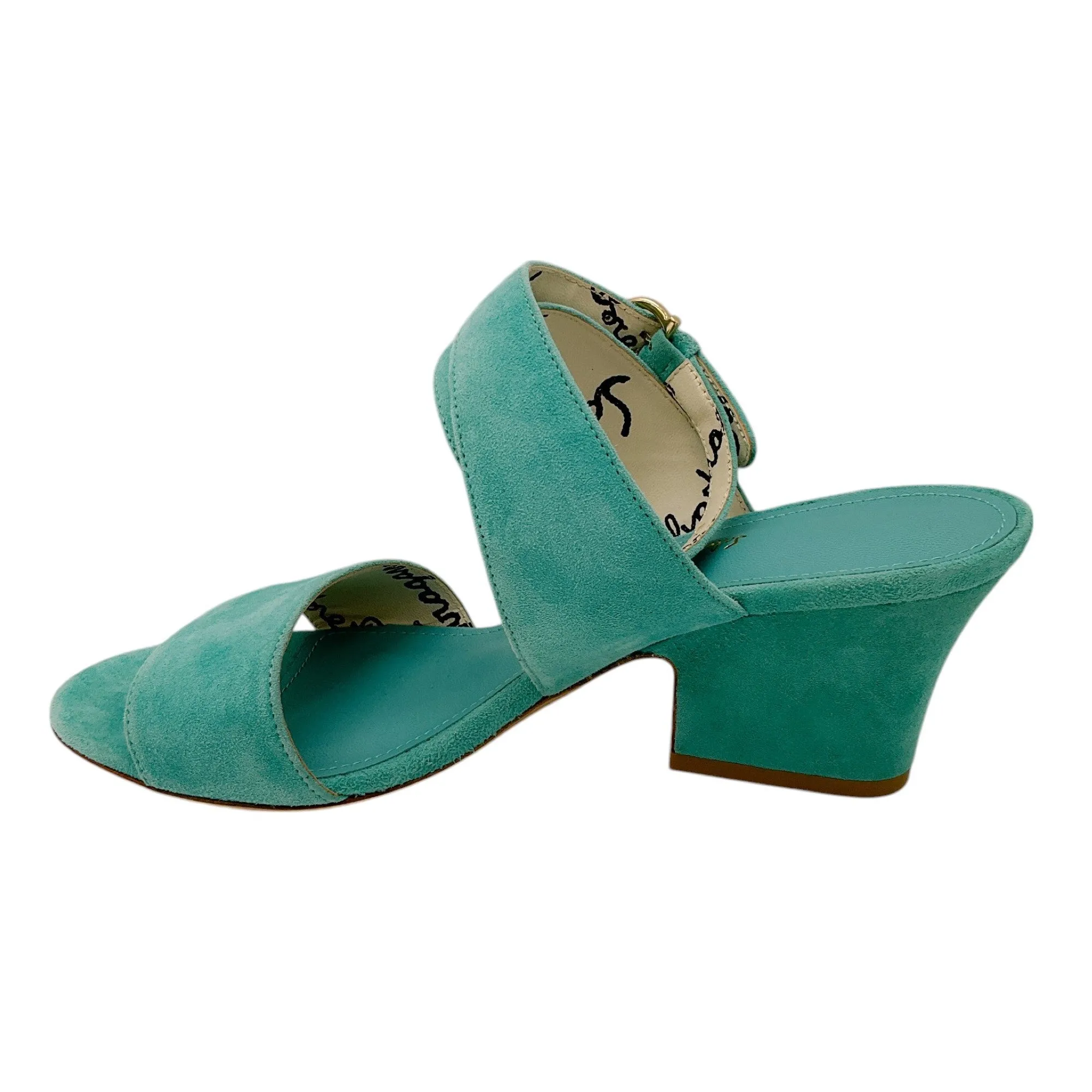 Salvatore Ferragamo Aqua Sheena Suede Calfskin Sandals