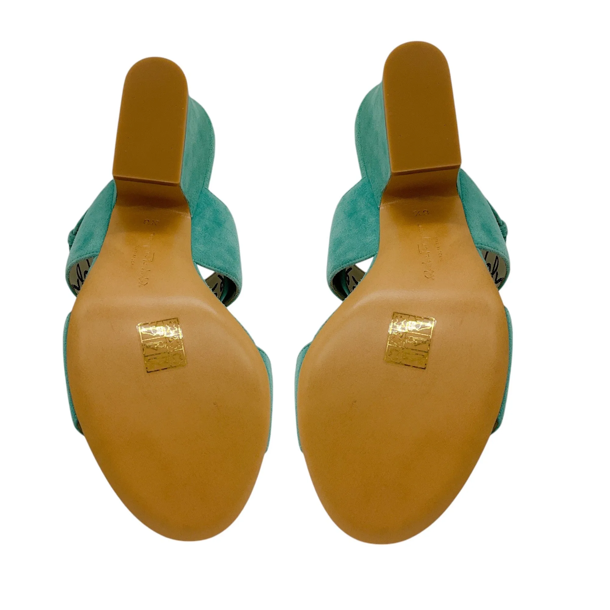 Salvatore Ferragamo Aqua Sheena Suede Calfskin Sandals