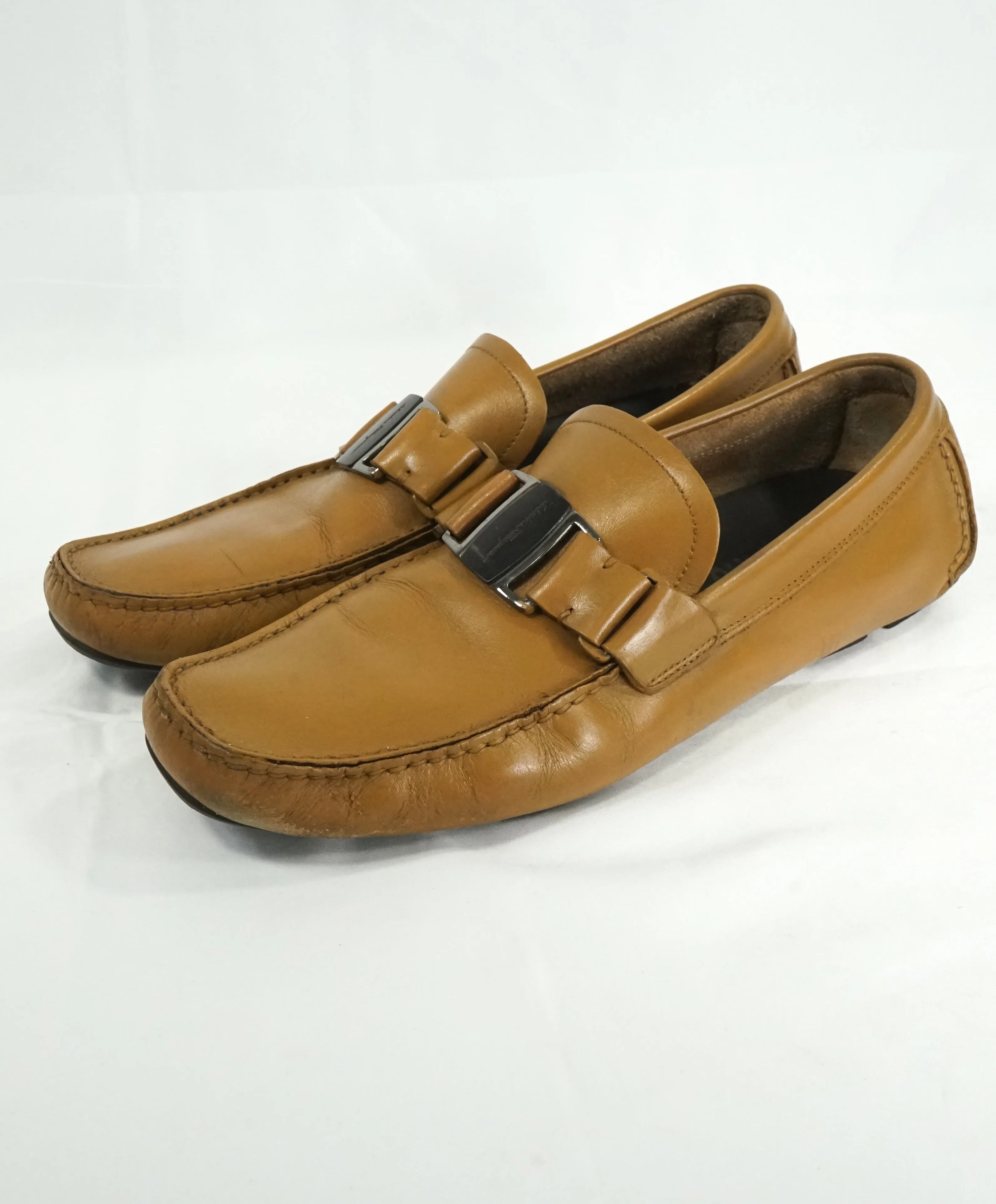 SALVATORE FERRAGAMO - “Sardegna” Cognac Brown Leather Loafers - 8.5 D