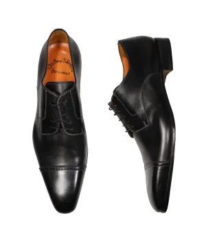 SANTONI - Fatte A Mano Slim Silhouette Black Cap toe Oxfords - 13