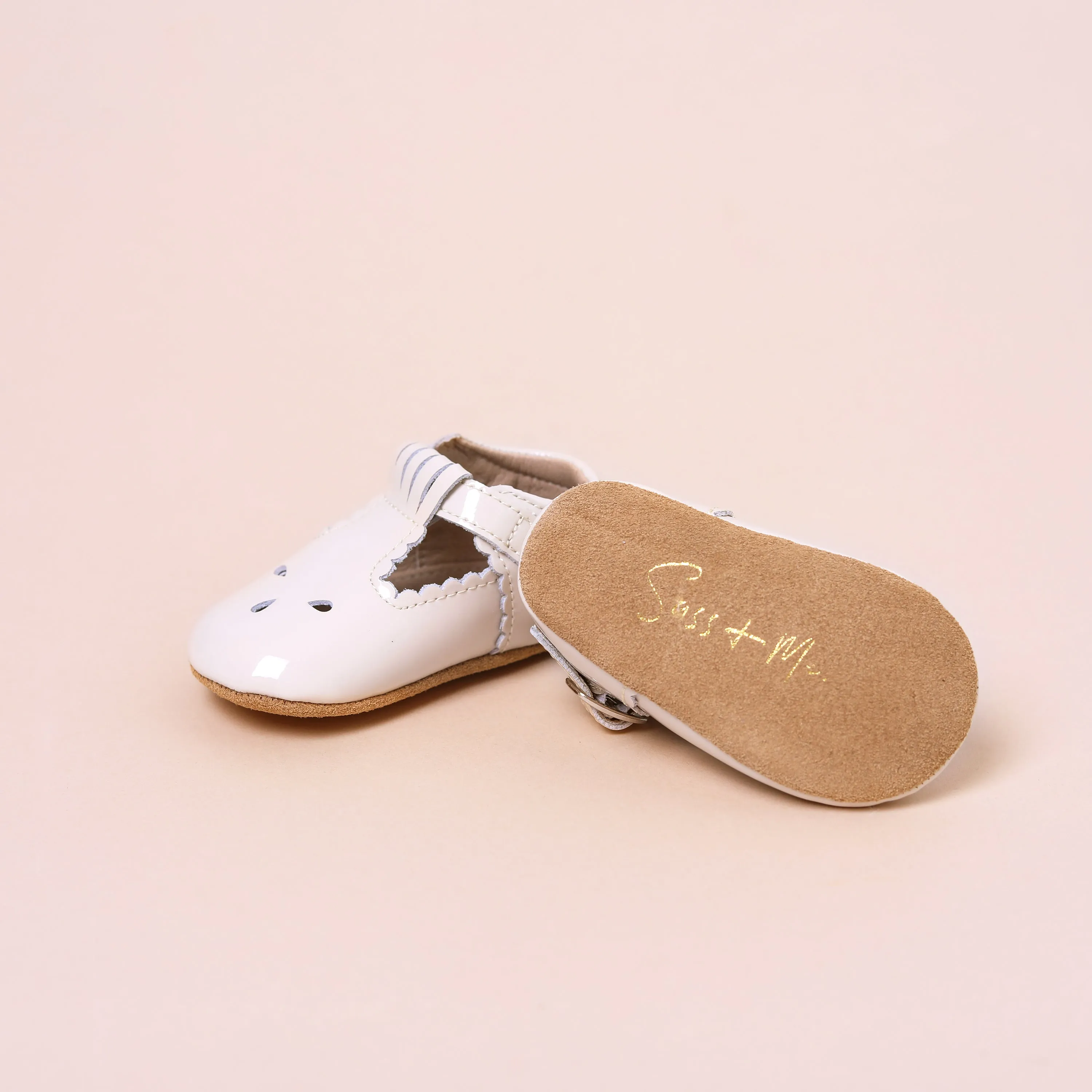 Scallop T Bars - Nude Patent