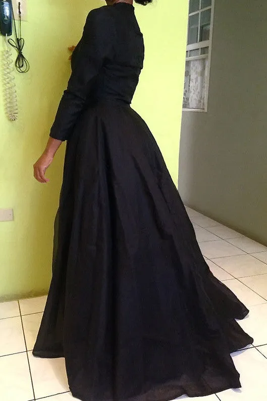Sexy Black Sheer Prom Dresses,Lace Prom Dress with Tunic,Evening Dresses,SVD417