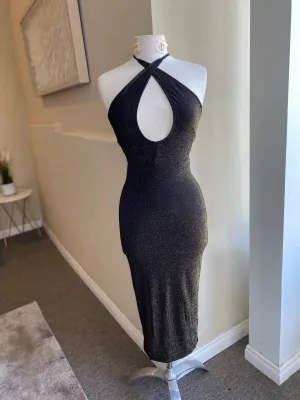 Shimmer Lace Up Back Dress
