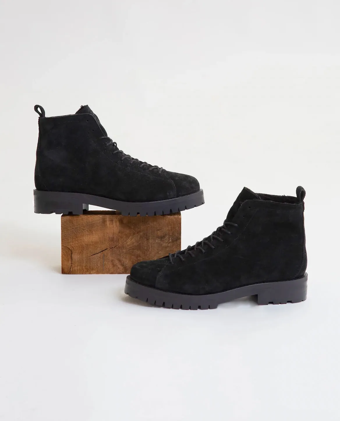 Siena Derby Boot In Black Suede