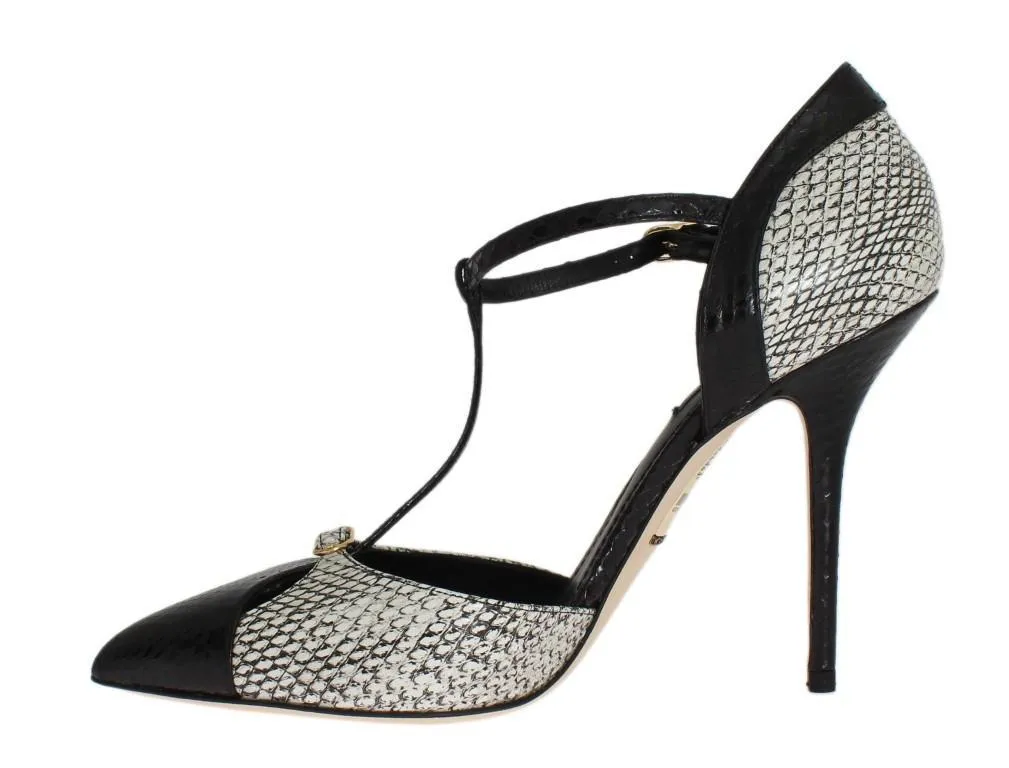 Silver Black Snakeskin Ayers Pumps