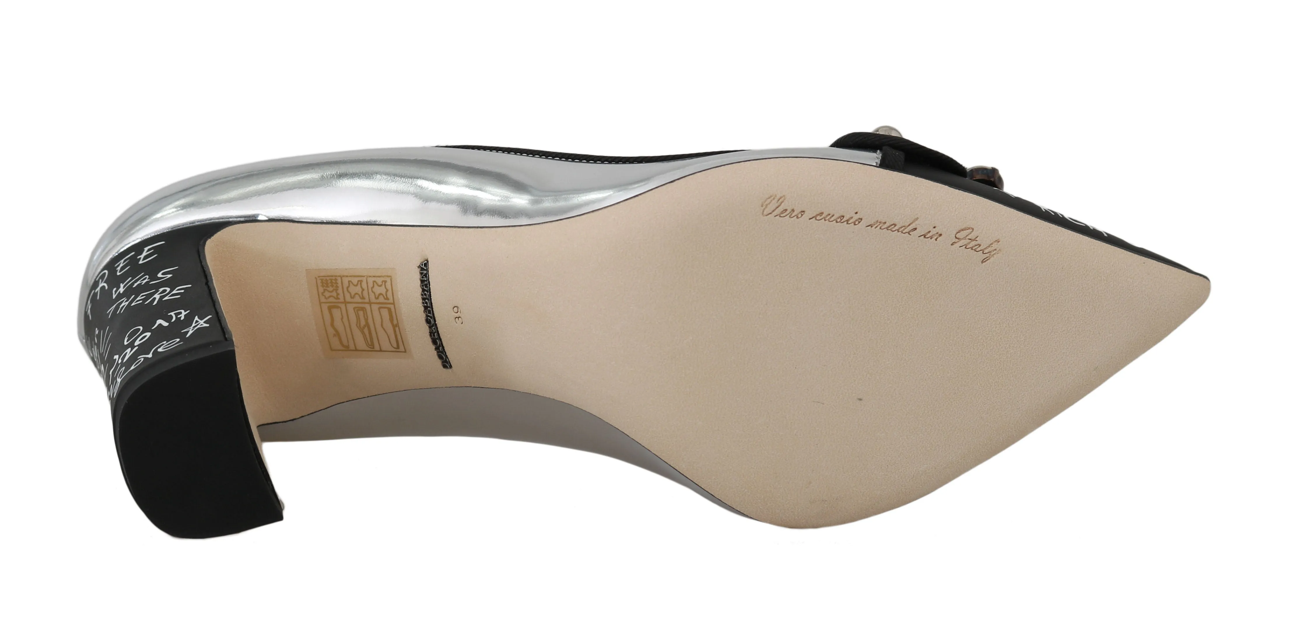 Silver Leather Mirrored Crystal Pumps