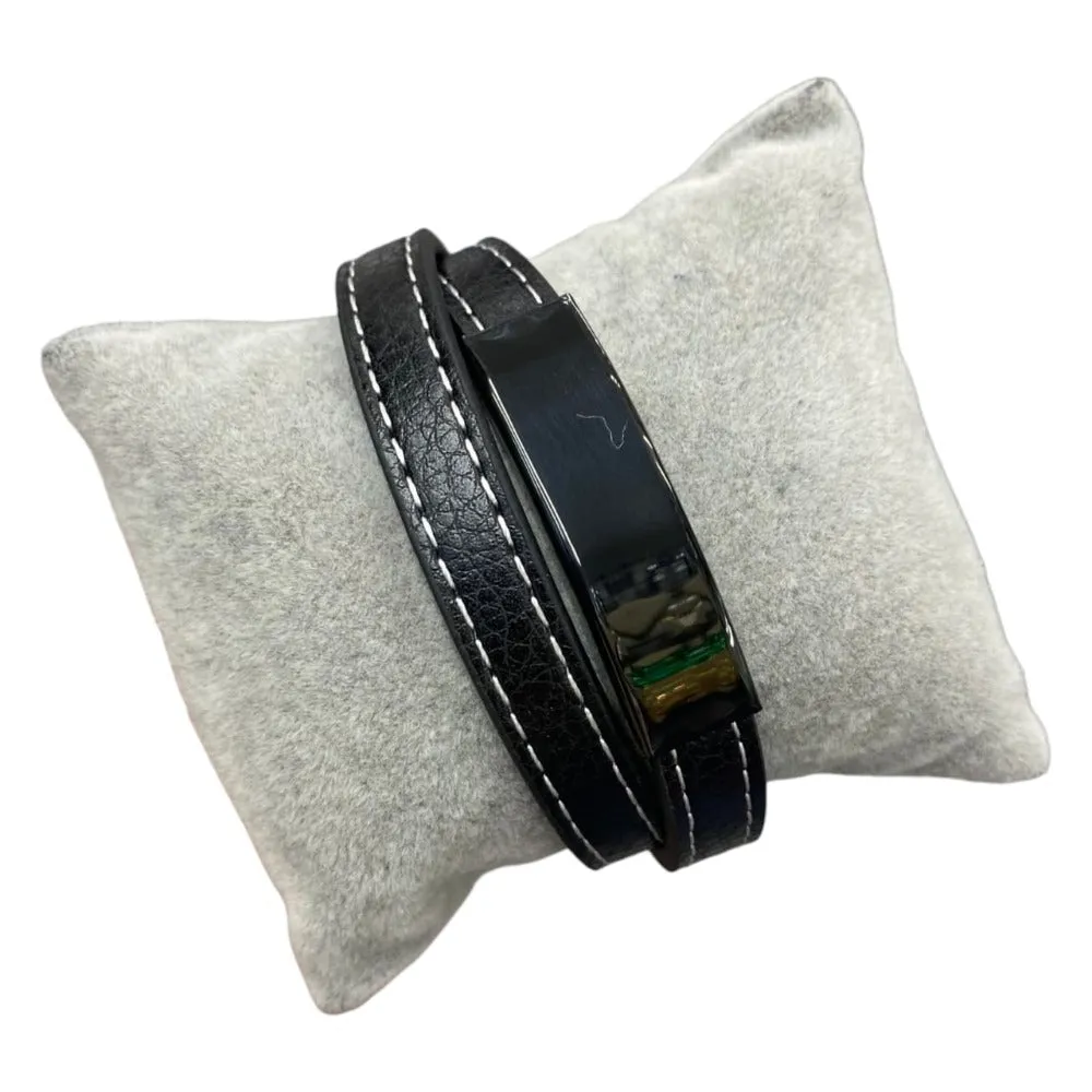 Simple Black Leather Bracelet 1