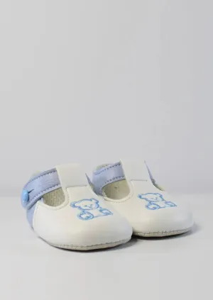 Sky & White Teddy Shoes