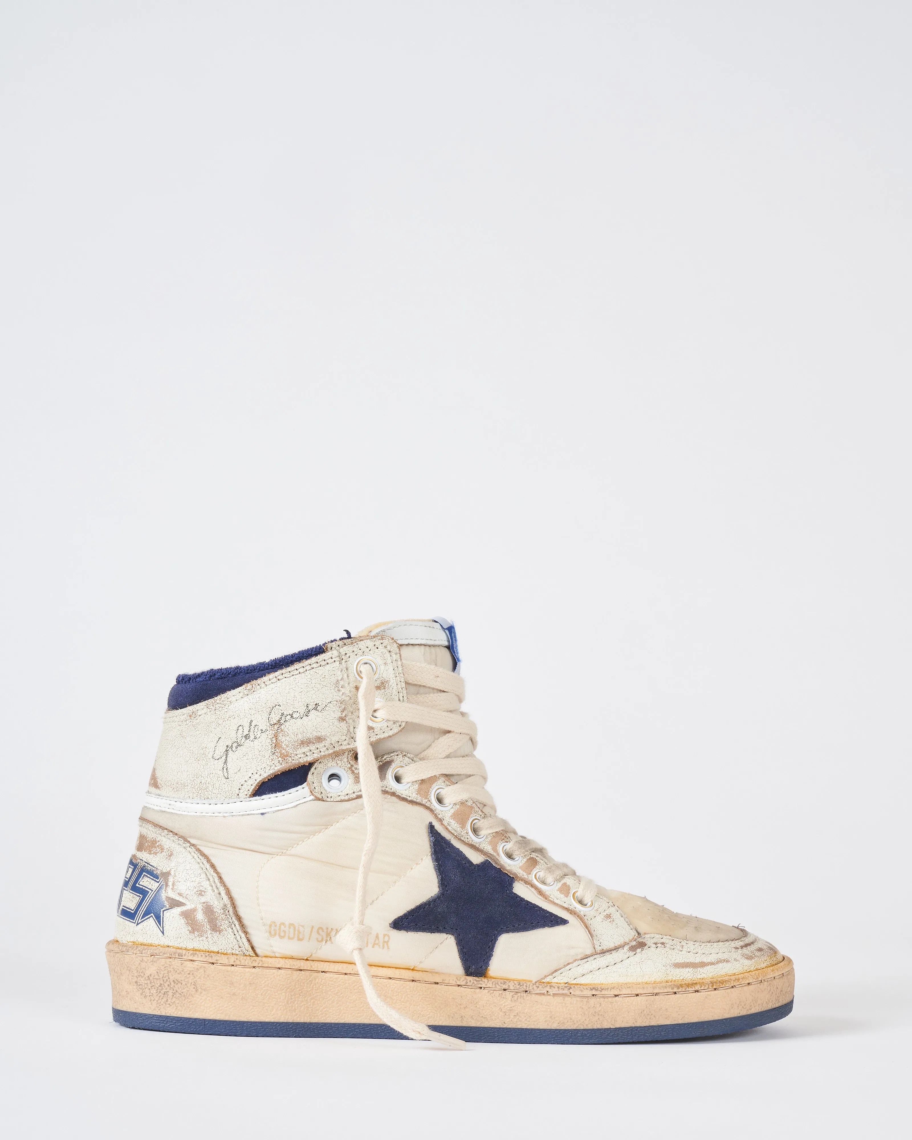 sky star shiny leather and nylon with suede star - white/dark blue