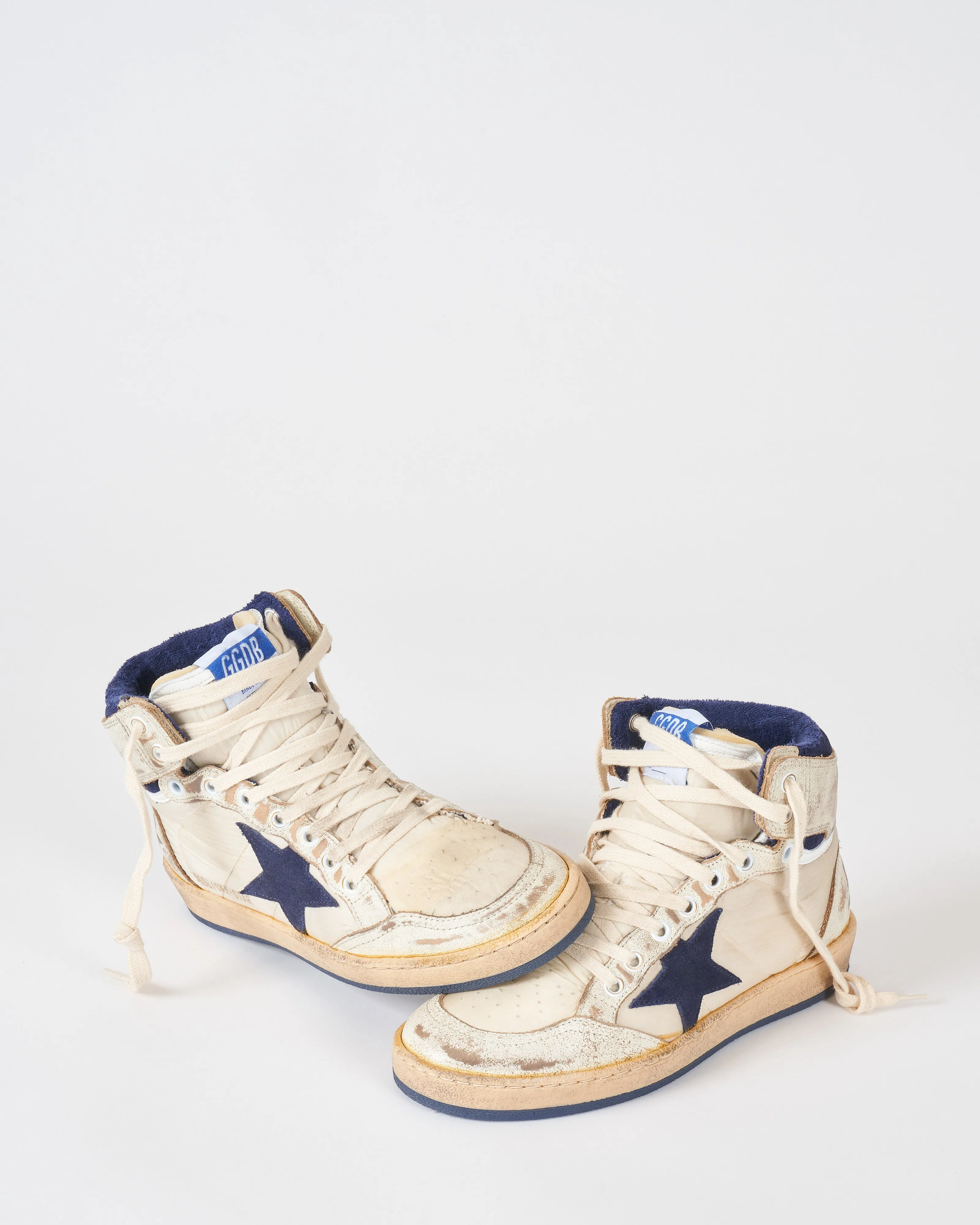 sky star shiny leather and nylon with suede star - white/dark blue