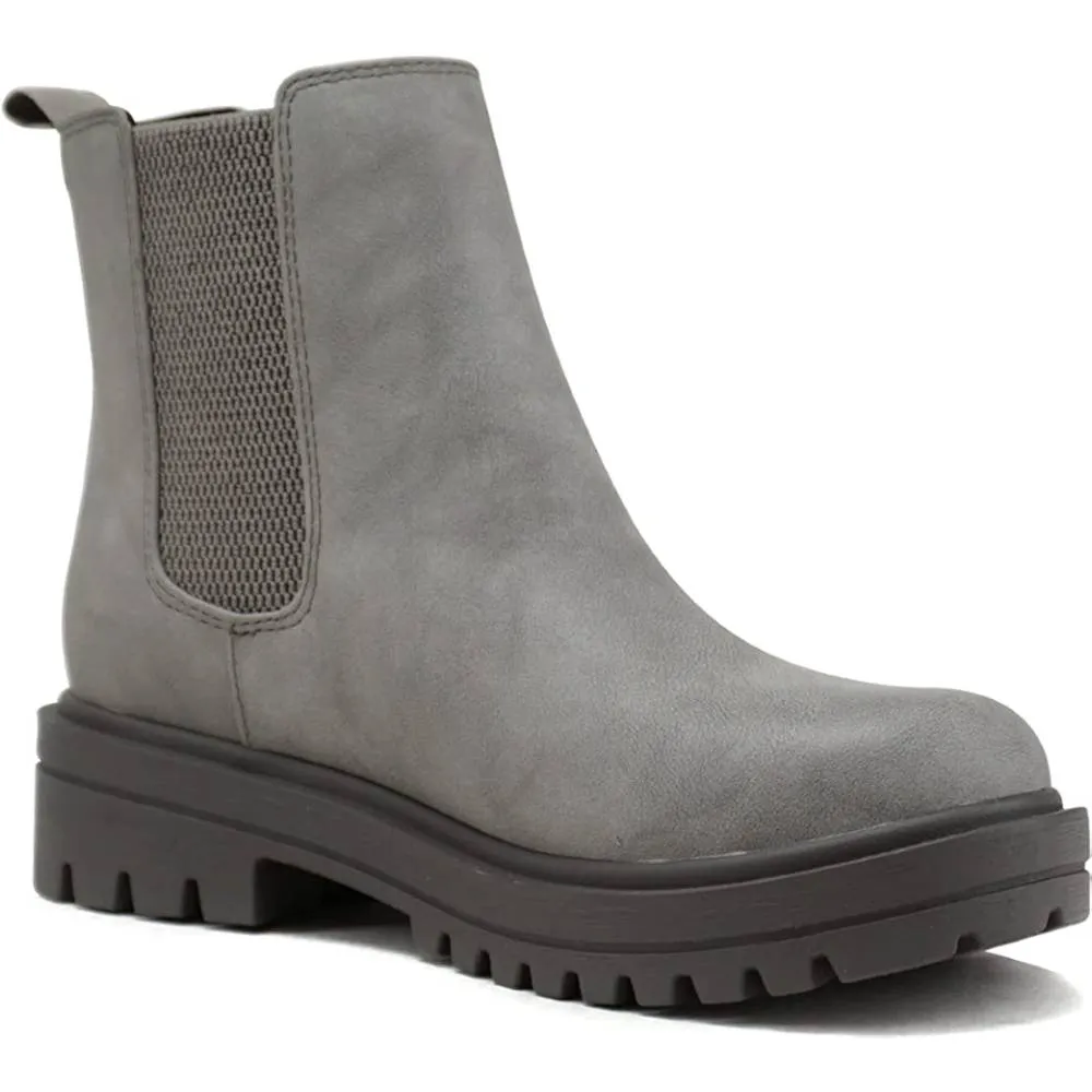 Soda Pilot ~ Women Lug Sole Low Heel Chelsea Fashion Ankle Bootie w/Double Elastic Gore | Multiple Colors and Sizes