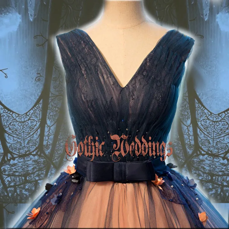 Soft Gothic Sleeveless Lace Up Wedding Dress