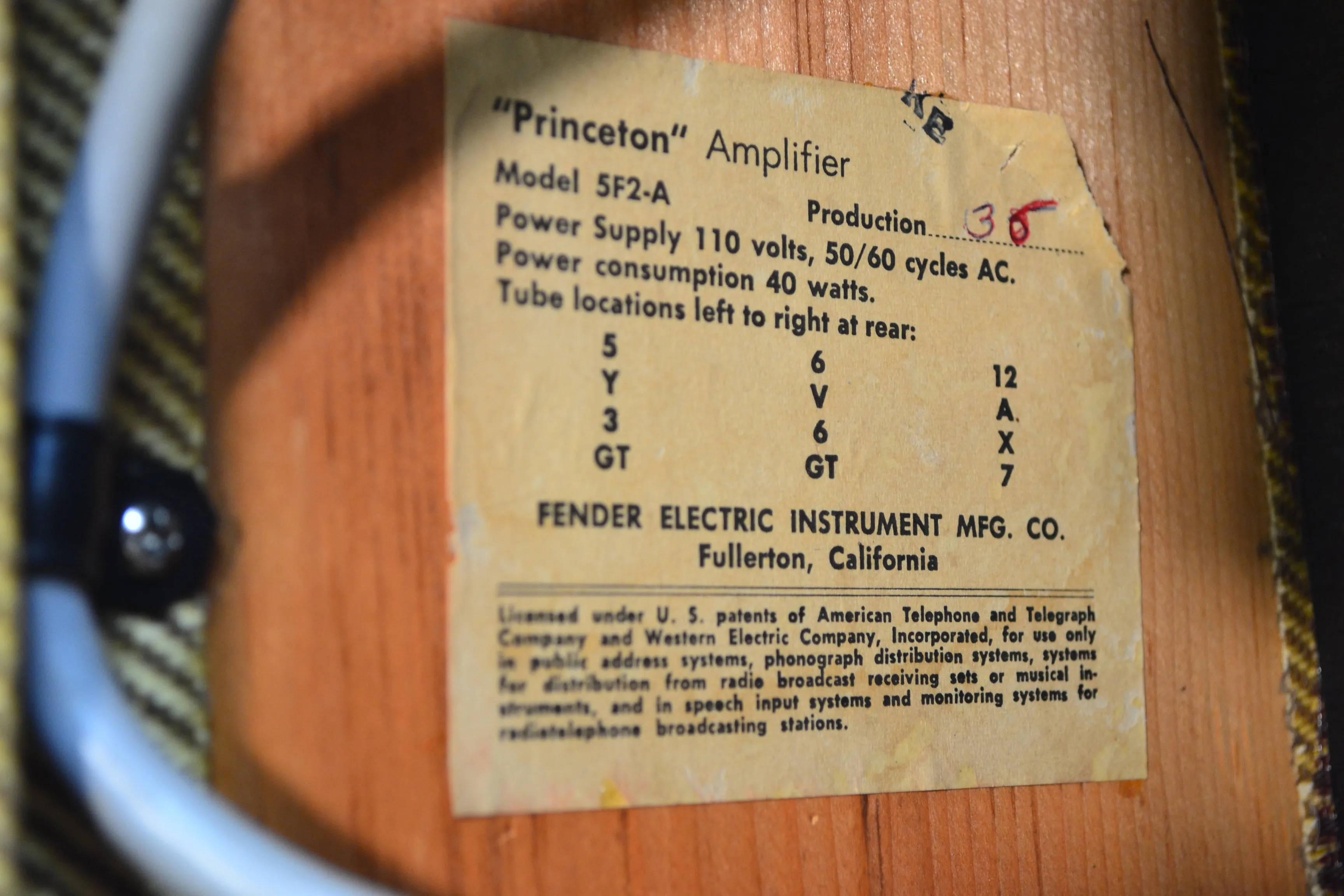 SOLD - Fender Princeton 5F2-A 1961 Tweed