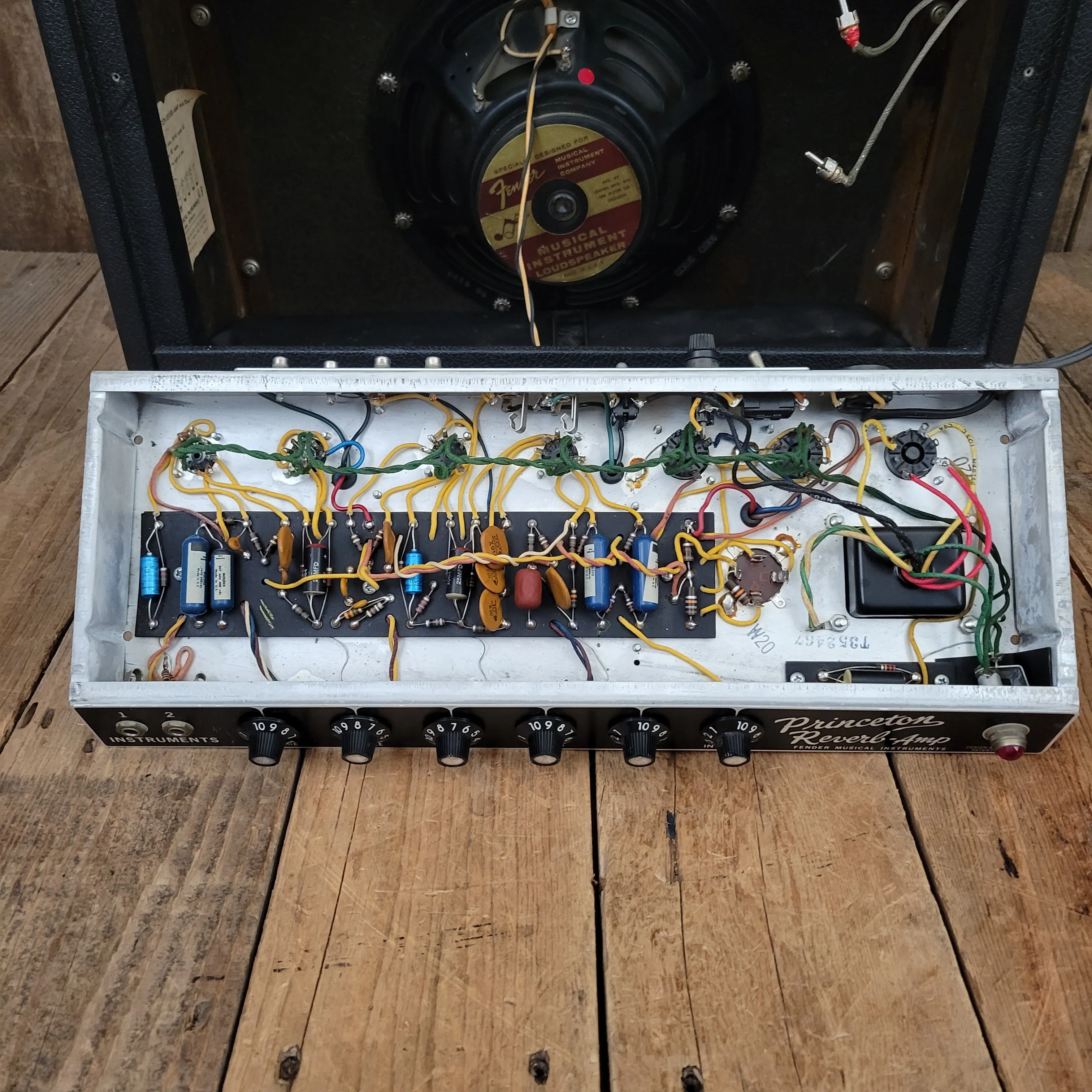 SOLD - Fender Princeton Reverb Black Panel AA764 1967 Clean and All Original Vintage Amp