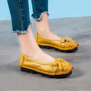 Spring and Summer Genuine Leather Women's Shoes Handmade Retro Soft-soled Flat Shoes