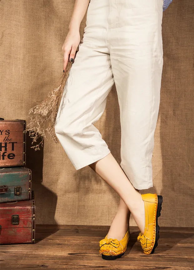 Spring and Summer Genuine Leather Women's Shoes Handmade Retro Soft-soled Flat Shoes