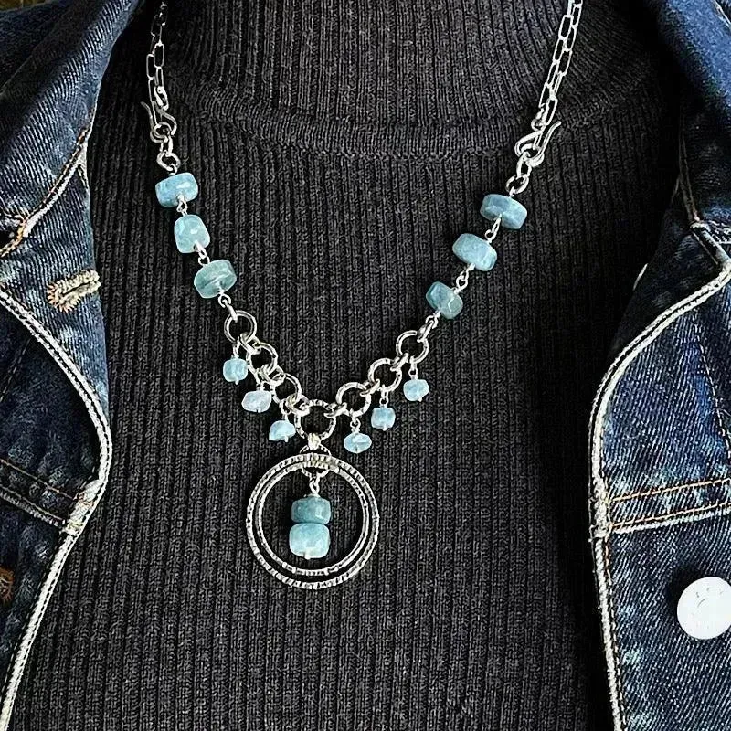 Sterling Silver and Aquamarine Necklace