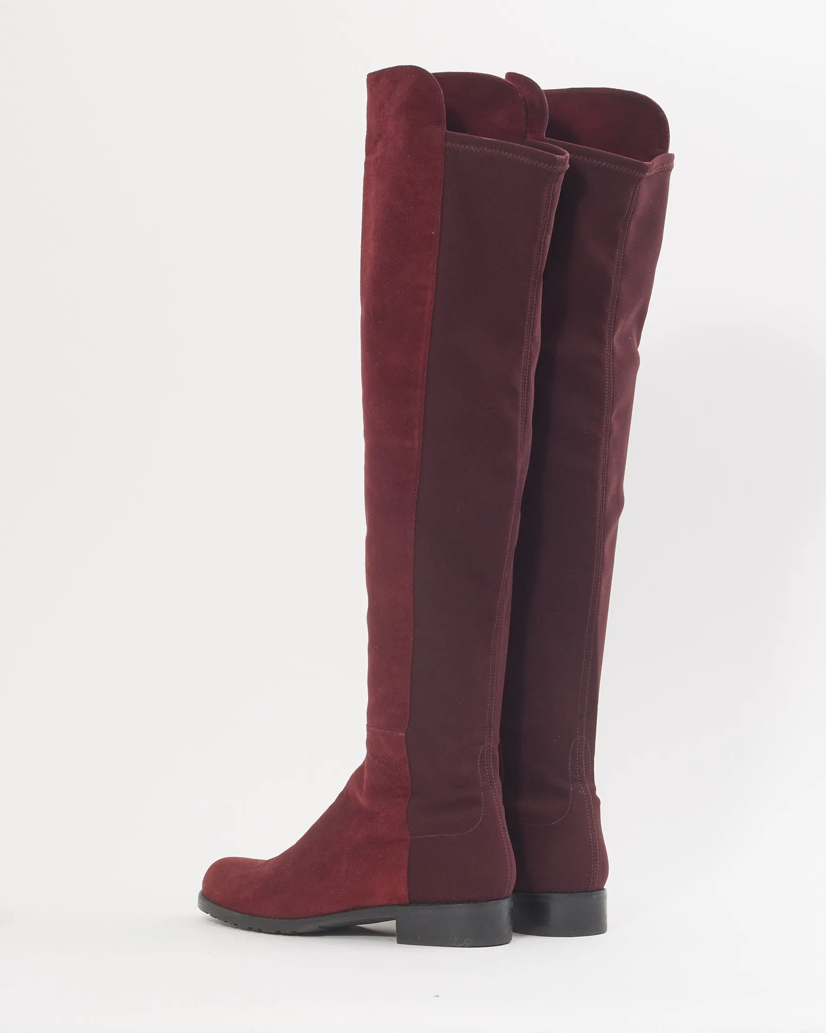 Stuart Weitzman Suede & Leather Burgundy Riding Boots - 8.5