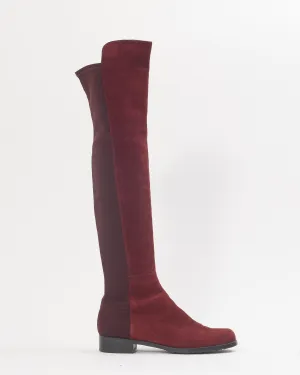 Stuart Weitzman Suede & Leather Burgundy Riding Boots - 8.5