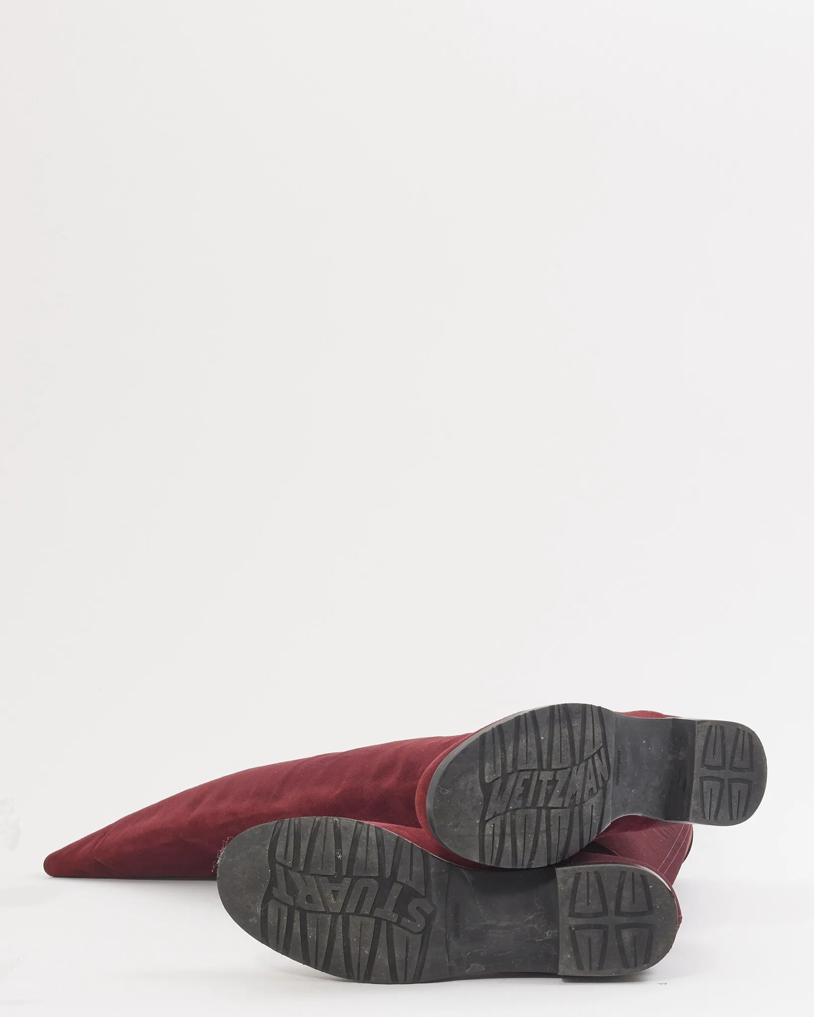 Stuart Weitzman Suede & Leather Burgundy Riding Boots - 8.5