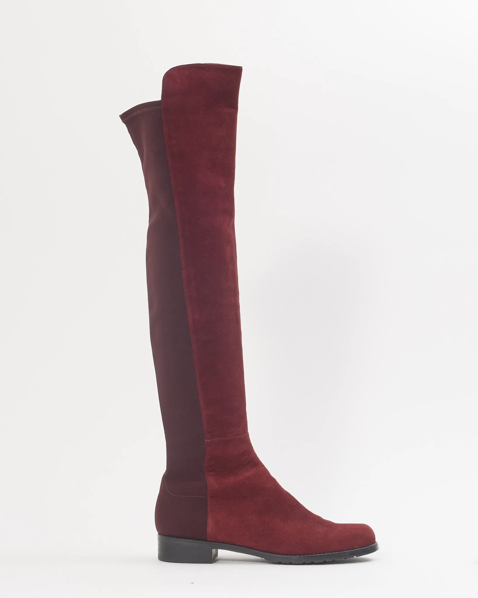 Stuart Weitzman Suede & Leather Burgundy Riding Boots - 8.5