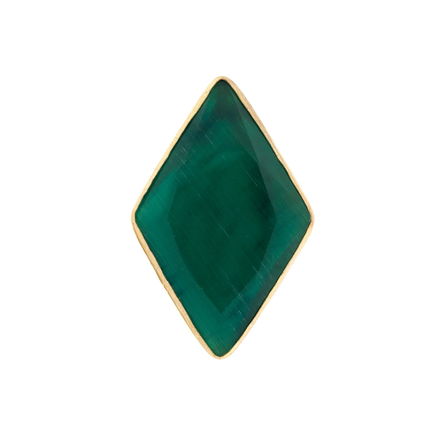 Stylish Green Cat Eye Stone Gold Chunky Ring