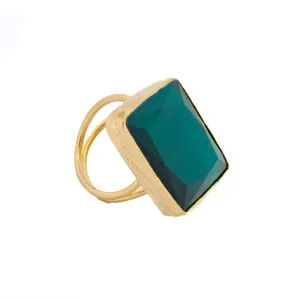 Stylish Green Cat Eye Stone Gold Chunky Ring