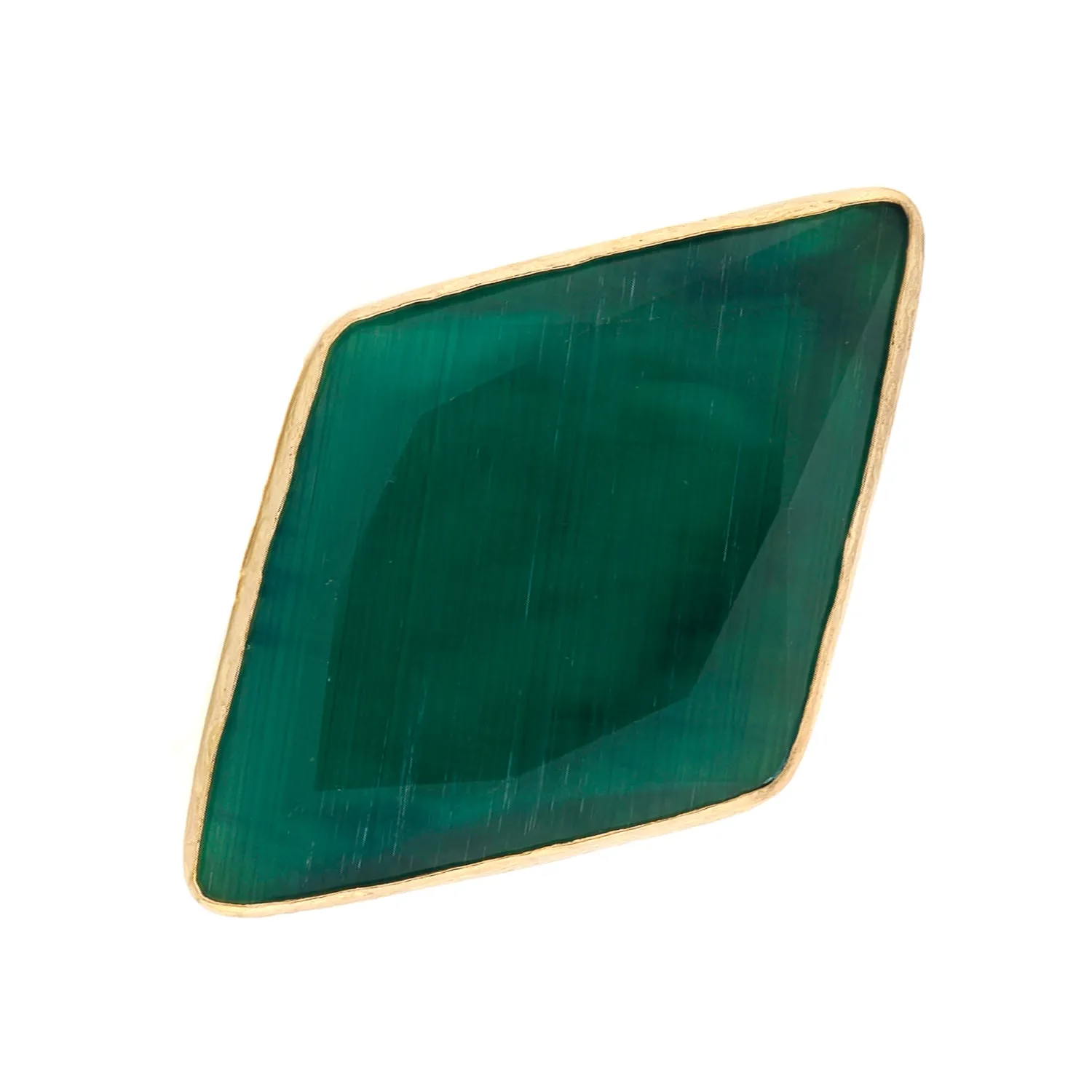Stylish Green Cat Eye Stone Gold Chunky Ring