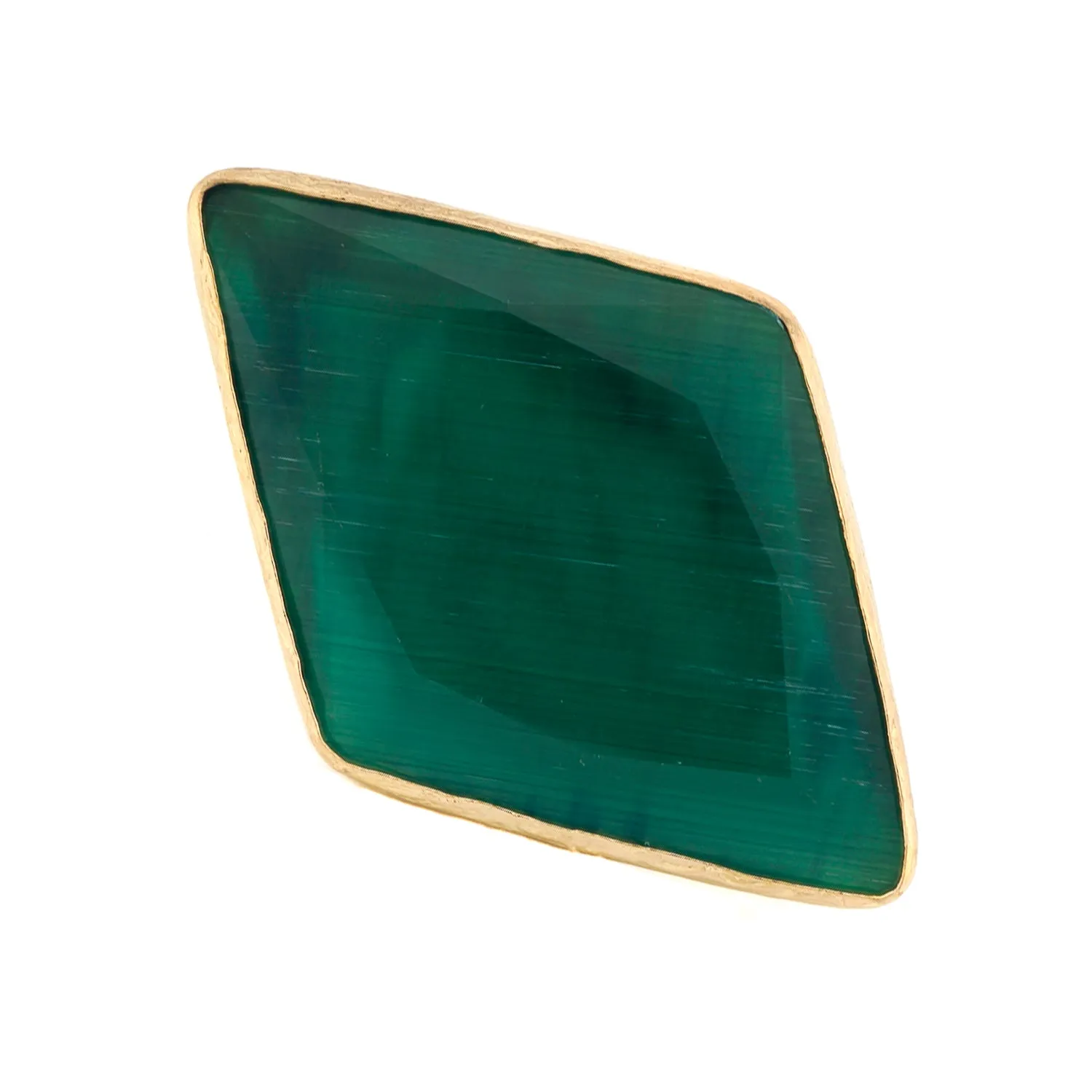 Stylish Green Cat Eye Stone Gold Chunky Ring