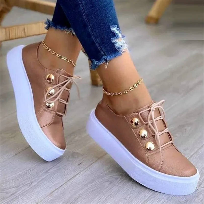 Stylish Large Size Female Round Head Thick Sole Loafers