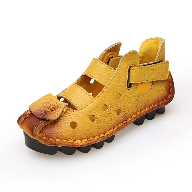 Summer Retro Soft Sole Leather Women's Shoes Personality Casual Sandals