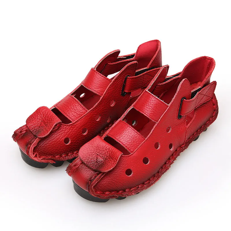 Summer Retro Soft Sole Leather Women's Shoes Personality Casual Sandals