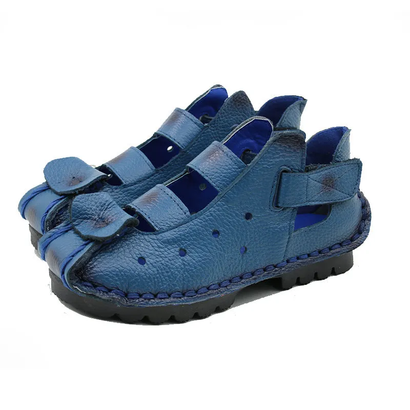 Summer Retro Soft Sole Leather Women's Shoes Personality Casual Sandals
