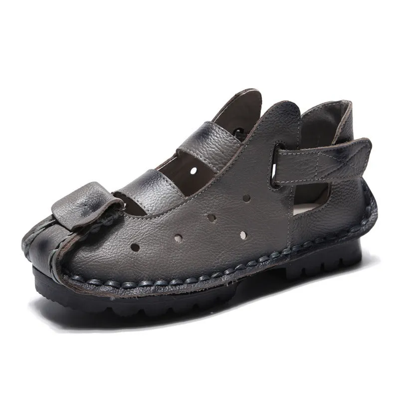 Summer Retro Soft Sole Leather Women's Shoes Personality Casual Sandals