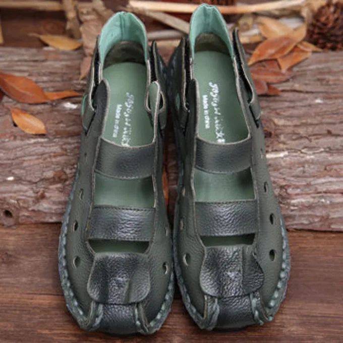 Summer Retro Soft Sole Leather Women's Shoes Personality Casual Sandals