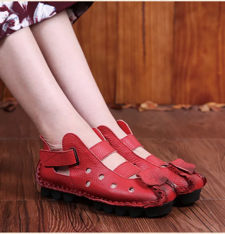 Summer Retro Soft Sole Leather Women's Shoes Personality Casual Sandals