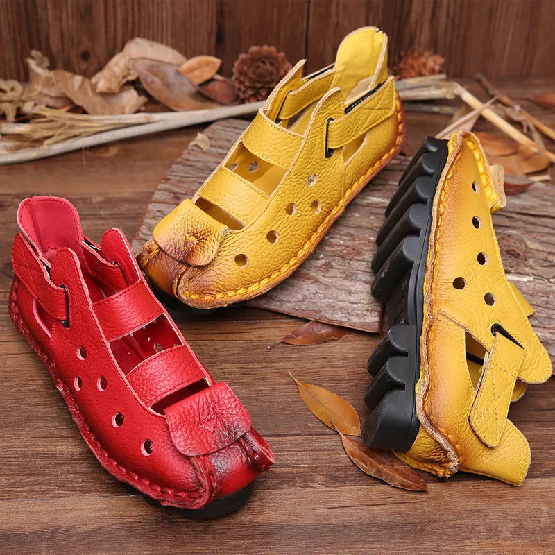 Summer Retro Soft Sole Leather Women's Shoes Personality Casual Sandals