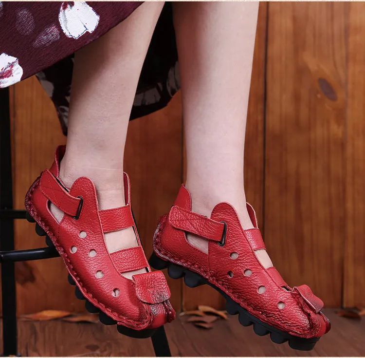 Summer Retro Soft Sole Leather Women's Shoes Personality Casual Sandals