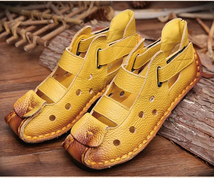 Summer Retro Soft Sole Leather Women's Shoes Personality Casual Sandals