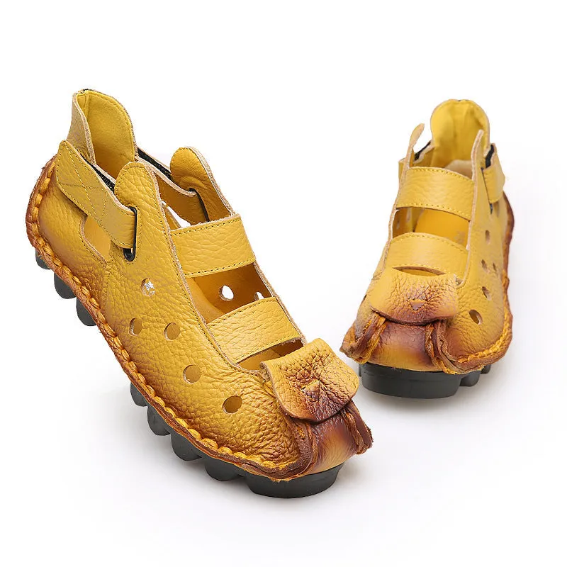 Summer Retro Soft Sole Leather Women's Shoes Personality Casual Sandals