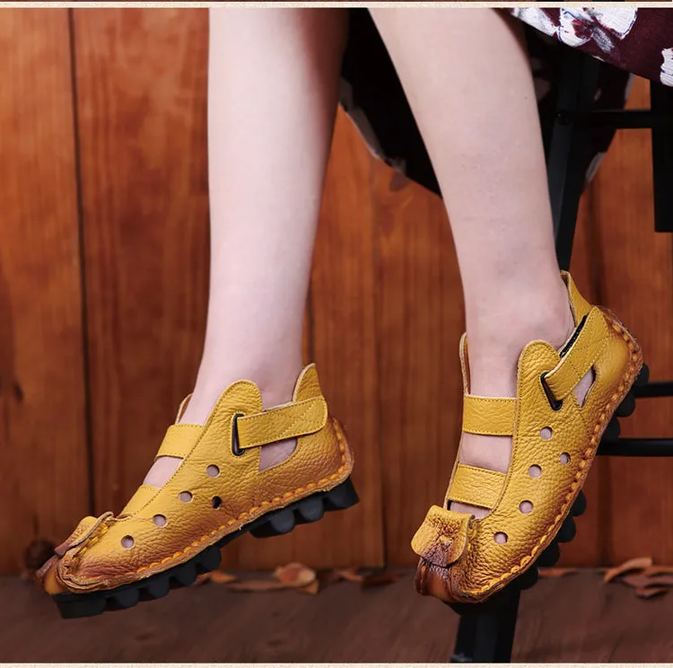 Summer Retro Soft Sole Leather Women's Shoes Personality Casual Sandals